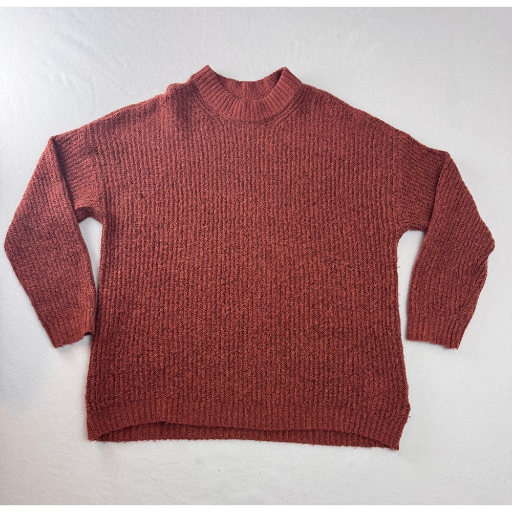 American Eagle XS Rust Chenille Knit Mock Neck Sweater Cozy Oversized